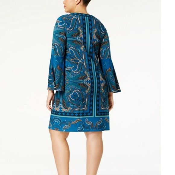 INC International Concepts Paisley Print Studded Wear to Work Dress size large - Picture 2 of 7